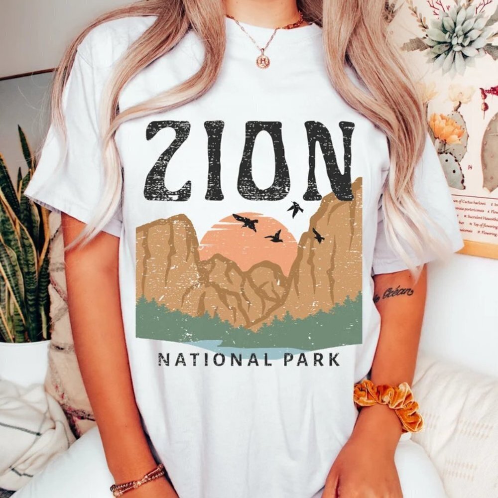 Zion Tee Yellowstone Tshirt Zion National Park Inspired Cotton Tee